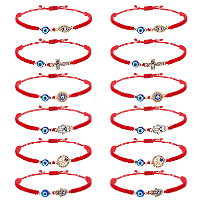 2 Sets Resin Evil Eye Braided Bead Bracelets Set BJEW-PH0004-19-1