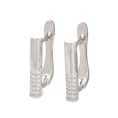 Rack Plating Brass with Cubic Zirconia Hoop Earring Findings KK-Z036-09P-1