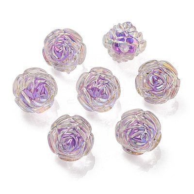 UV Plating Rainbow Iridescent Acrylic Beads OACR-P010-20H-1