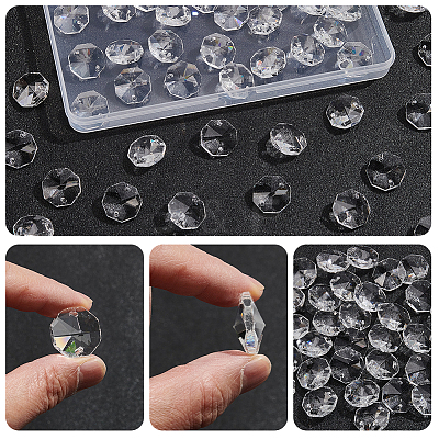 50Pcs Octagon Sew on Glass Rhinestone GLAA-SP0001-83A-02-1