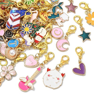 50Pcs Alloy Enamel Pendant Decorations HJEW-YW00386-1