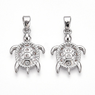 Brass Micro Pave Cubic Zirconia Pendants KK-N257-06P-1