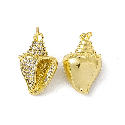 Rack Plating Brass Micro Pave Cubic Zirconia Pendants X-KK-C007-30G-1