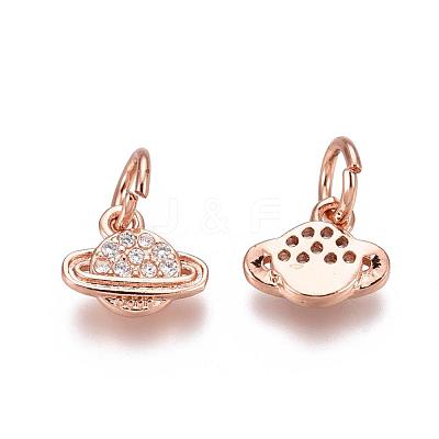 Brass Micro Pave Clear Cubic Zirconia Universe Space Charms ZIRC-F816-01-RG-1