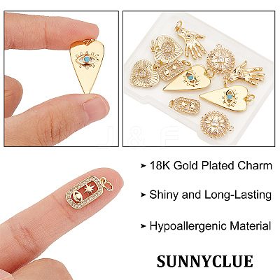 10Pcs 5 Style Brass Micro Pave Clear Cubic Zirconia Pendants FIND-SC0002-59-1