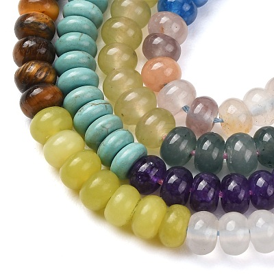 Glass & Natural White Shell & Dyed Howlite Beads Strands G-Z135-C09-4X6MM-1