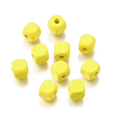 Spray Painted Wooden Beads WOOD-P021-01B-27-1