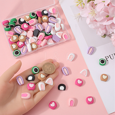 48 Pairs 8 Styles Cute Opaque Resin Cabochons RESI-SC0003-08-1