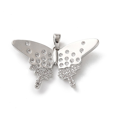 Brass Micro Pave Cubic Zirconia Pendants KK-P320-03B-P-1