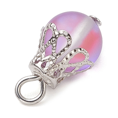 Synthetic Moonstone Round Pendants PALLOY-JF03133-02-1