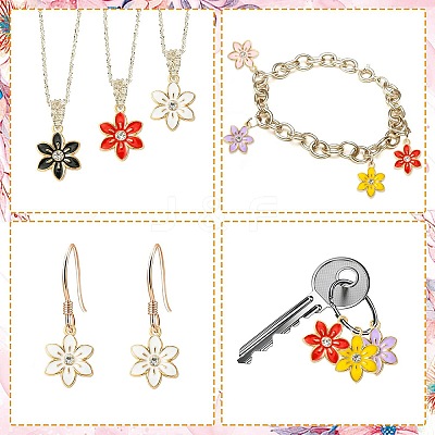 30Pcs 6 Colors Flower Alloy Enamel Pendants ENAM-CJ0006-22-1