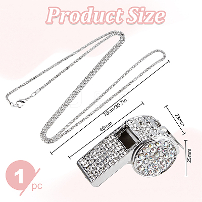1Pc Iron Rhinestone Whistle Pendant Popcorn Chain Necklaces for Women NJEW-DR0001-03A-1