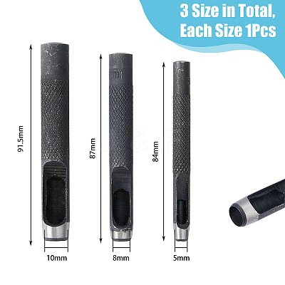 3Pcs 3 Styles High Carbon Steel Hole Punches TOOL-DC0001-04-1