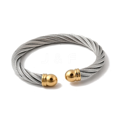 304 Stainless Steel Cuff Bangles BJEW-P310-26B-GP-1
