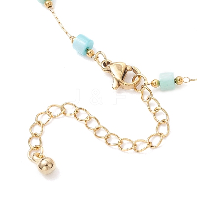 Dyed Disc Natural Shell & 304 Stainless Steel Link Chain Anklets AJEW-AN00728-1