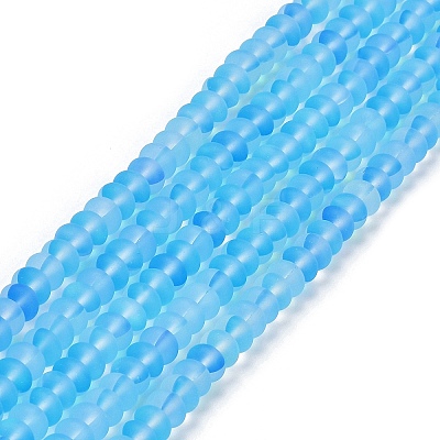 Frosted Transparent Glass Beads Strands X-FGLA-M002-01B-1