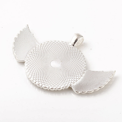 Alloy Pendant Cabochon Setting ALRI-WH0005-11S-1