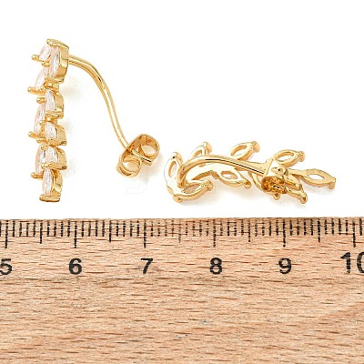 Brass Pave Cubic Zirconia Stud Earrings for Women KK-CBADCD7-01G-1