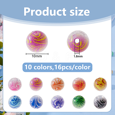160Pcs 10 Colors Duotone Spray Painted Crackle Acrylic Beads OACR-DC0001-43-1