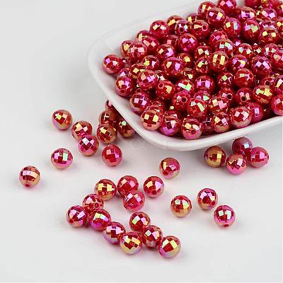 Faceted Colorful Eco-Friendly Poly Styrene Acrylic Round Beads SACR-K001-6mm-6-1