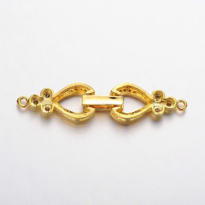 Brass Micro Pave Cubic Zirconia Fold Over Clasps ZIRC-F013-01G-FF-1