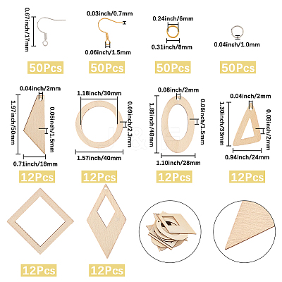 DIY Wooden Dangle Earring Making Kits DIY-SP0005-02-1