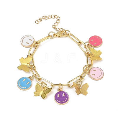 Brass & Alloy Enamel Charm Bracelets BJEW-JB11626-1