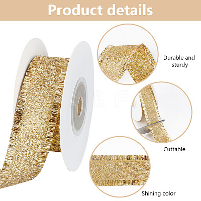 10 Yards Polyester Ribbons with Fringe Edge OCOR-WH0070-120B-1