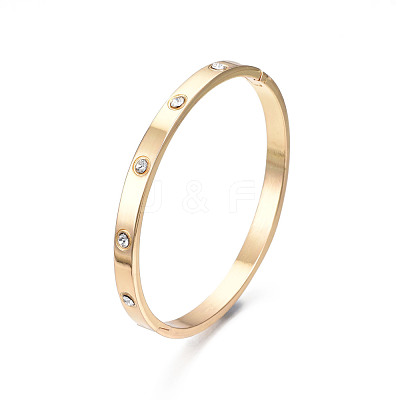 Brass Hinged Bangle with Crystal Rhinestone for Women BJEW-S118-127G-1