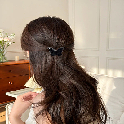 10Pcs Lace Butterfly Polyester Alligator Hair Clips PHAR-LP0002-02-1