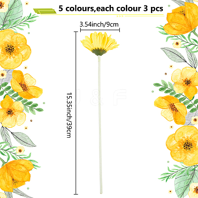 15Pcs 5 Colors Cloth & Flocking Artificial Chrysanthemum Flower FIND-WR0001-79-1