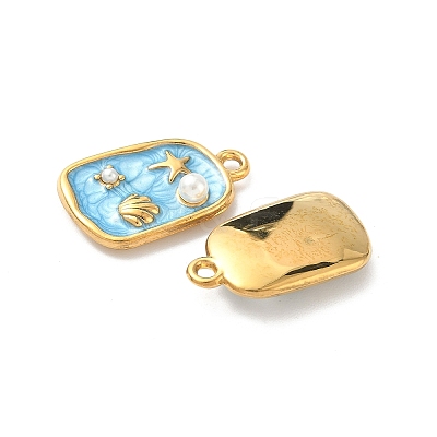 304 Stainless Steel Enamel Shell Shape Pendants STAS-I346-05G-01-1