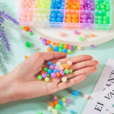702Pcs 18 Styles Luminous Acrylic Beads MACR-TA0002-09-1