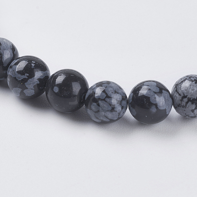Natural Snowflake Obsidian Beads Strands G-G515-6mm-01-1