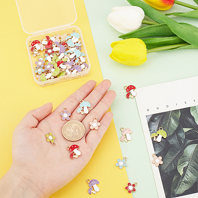 60Pcs 10 Style Alloy Enamel Pendants ENAM-PH0001-99-1
