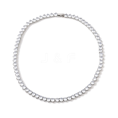 Rack Plating Brass Clear Cubic Zirconia Cup Chain Necklaces NJEW-Q348-02P-1