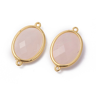 Golden Tone Brass Rose Quartz Links connectors G-F339-A08-1