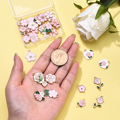 30Pcs 15 Styles Alloy Enamel Pendants ENAM-YW0005-75-1