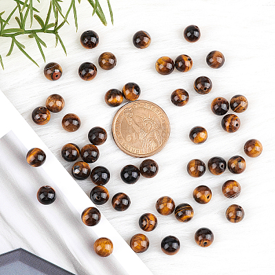 Round Tiger Eye Beads Strands G-AR0002-41-1