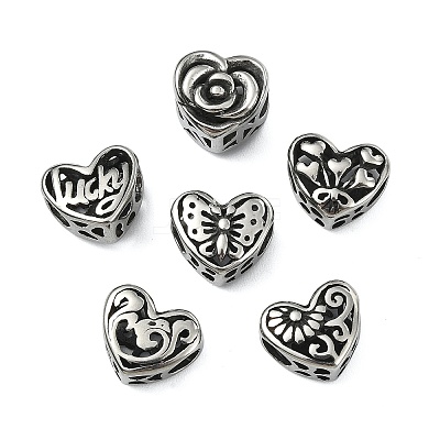 6Pcs 6 Styles 316 Surgical Stainless Steel European Beads STAS-CJ0002-69-1