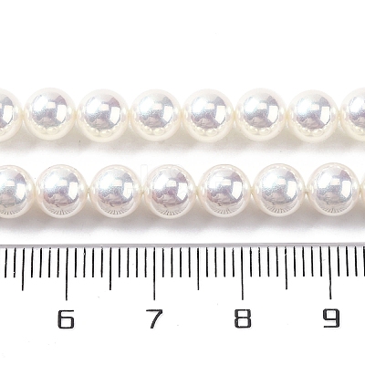 UV Plating Pearlized Glass Pearl Beads Strands GLAA-F128-01A-T1-1