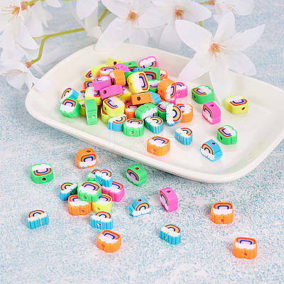 100Pcs 5 Style Handmade Polymer Clay Beads FIND-FW0001-33-1