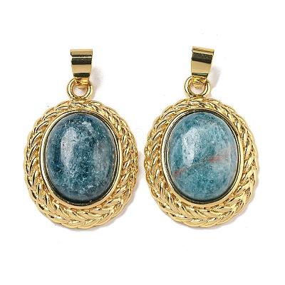 Natural Apatite Oval Pendants G-B079-02G-06-1