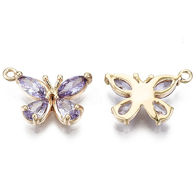 Real 18K Gold Plated Brass Micro Pave Cubic Zirconia Pendants KK-T056-59G-02-NF-1