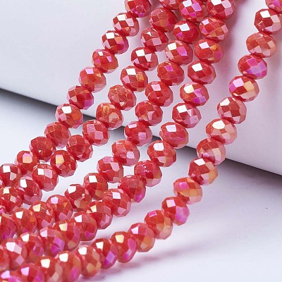 Electroplate Glass Beads Strands EGLA-A034-P3mm-B06-1