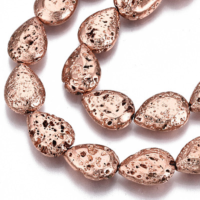 Electroplated Natural Lava Rock Bead Strands G-T131-87RG-1