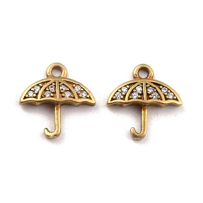 Brass Micro Pave Clear Cubic Zirconia Charms KK-A144-002C-NF-1