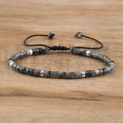 Natural Larvikite Beaded Braided Bracelets QH4784-10-1