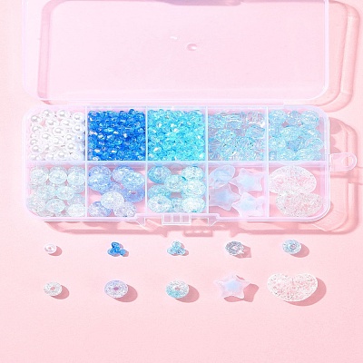 10 Styles Transparent Crackle Acrylic Beads MACR-FS0001-81-1
