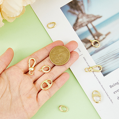 8Pcs 4 Styles Brass Spring Gate Rings KK-HY0002-86-1